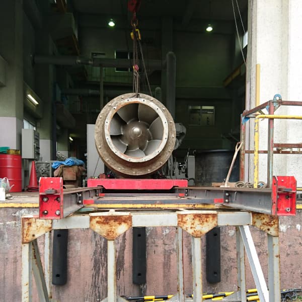1200mm縦軸斜流ポンプ撤去据付